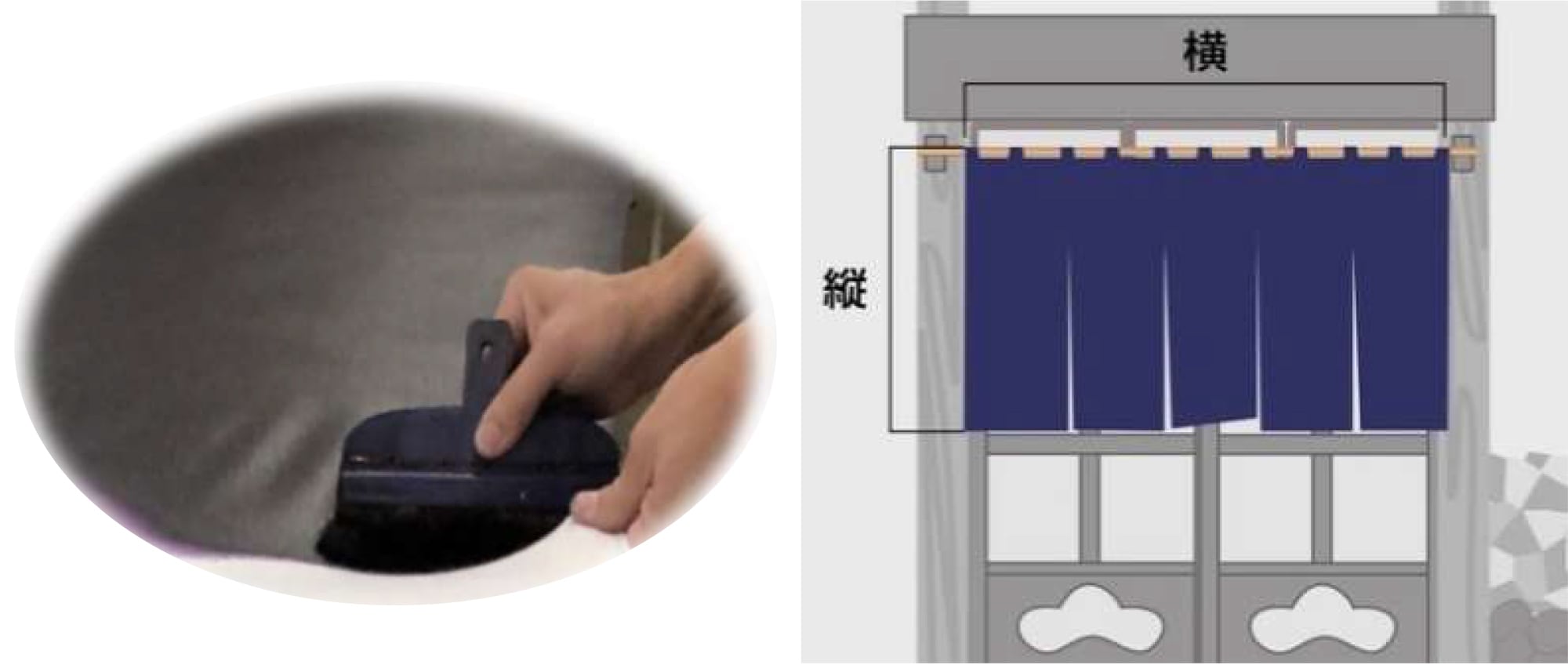 本染と暖簾の寸法イメージ